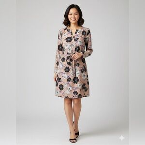 Modern floral long sleeve dress